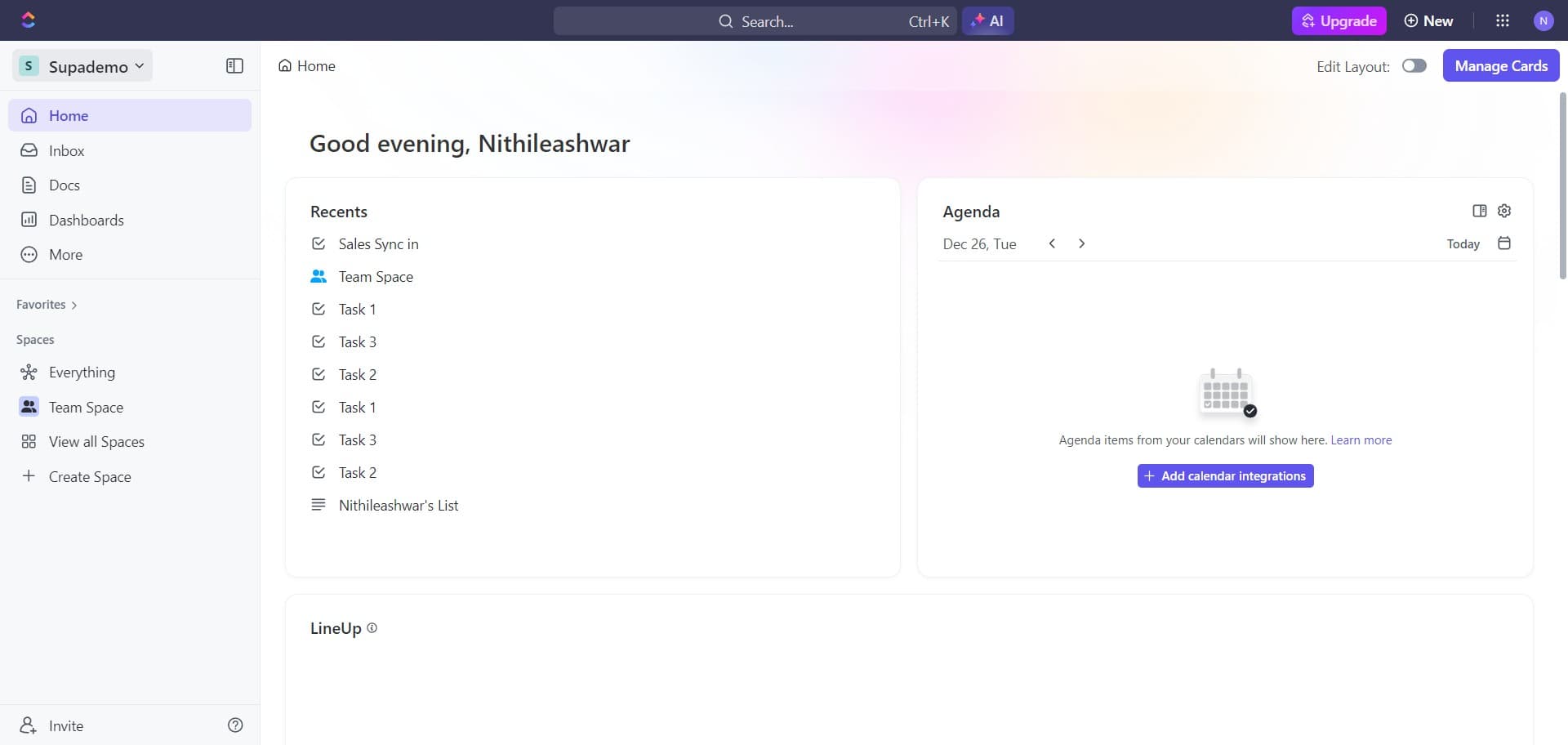 Navigate to settings area