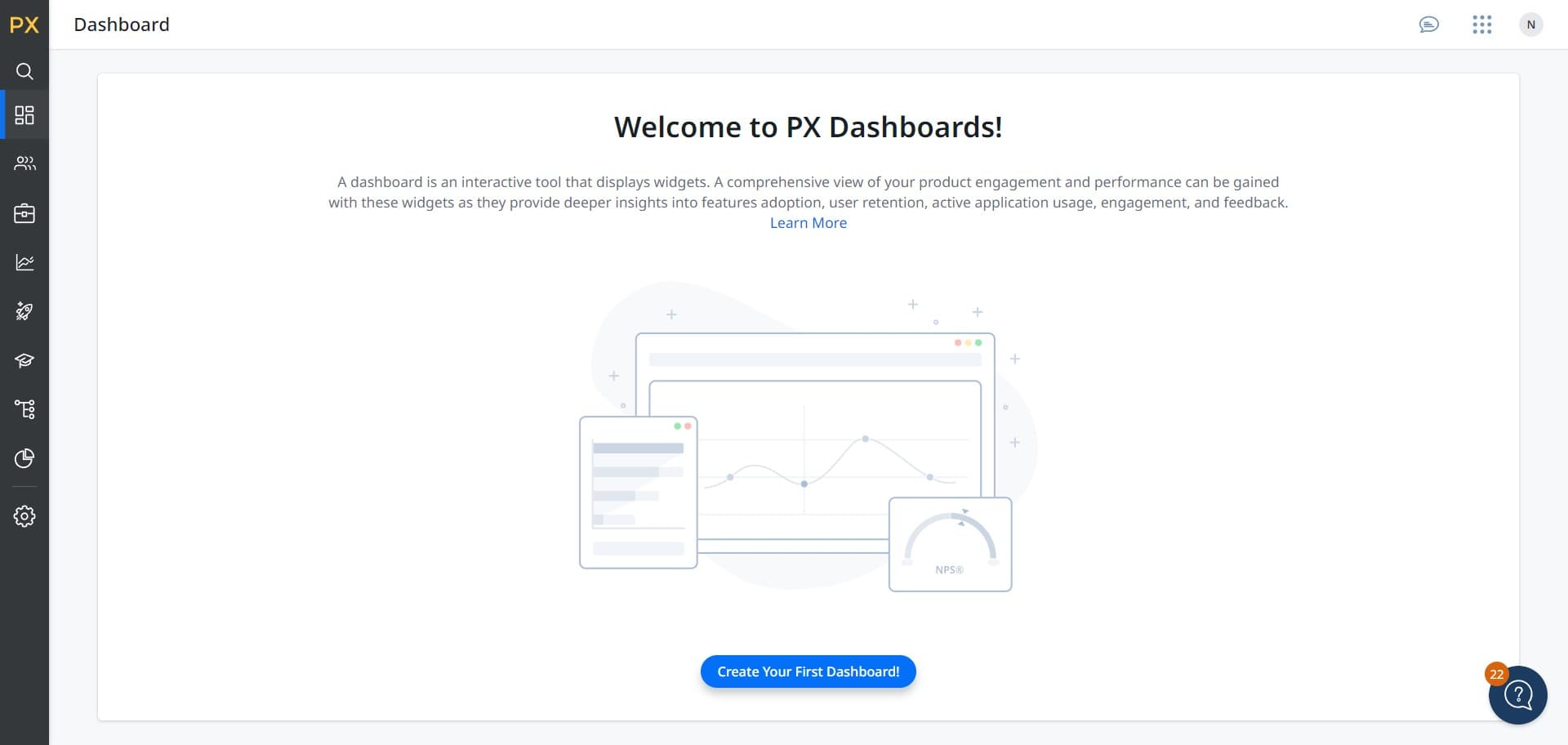 Click on Create Your First Dashboard