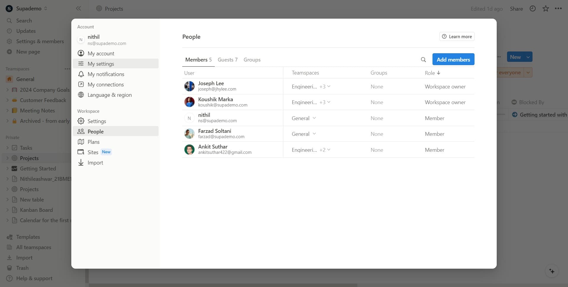 Navigate to My settings
