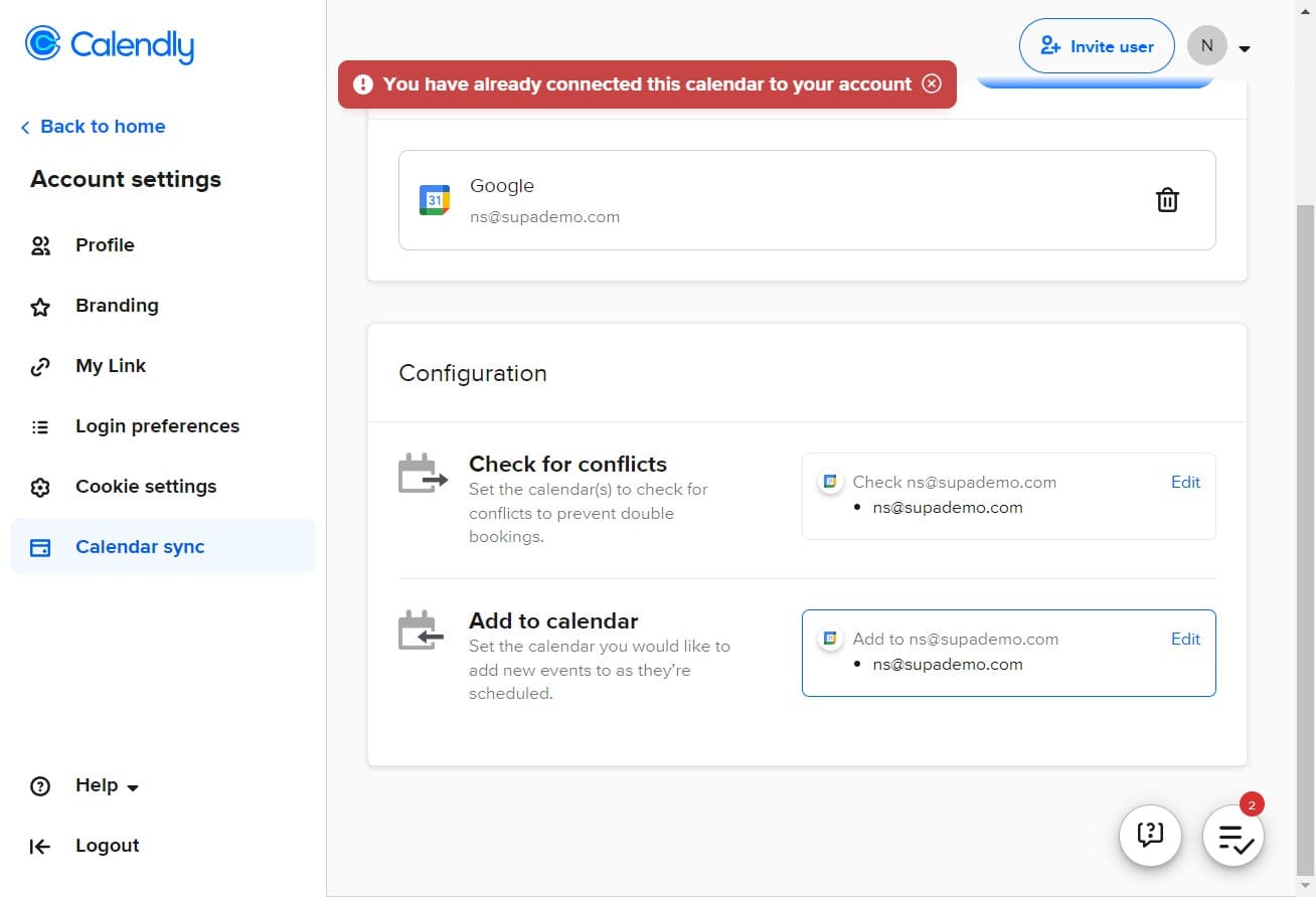 Edit calendar settings again