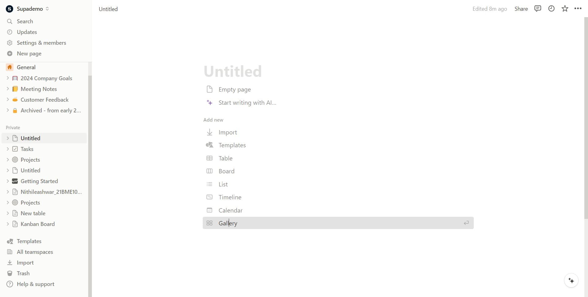 Select the gallery layout