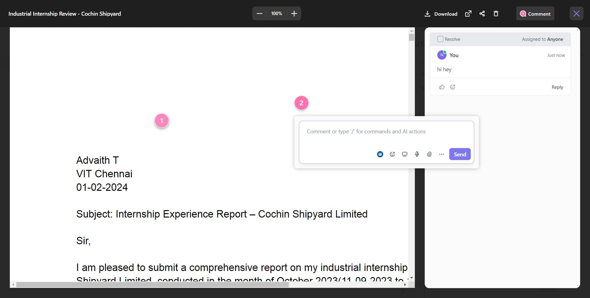 Return to document controls