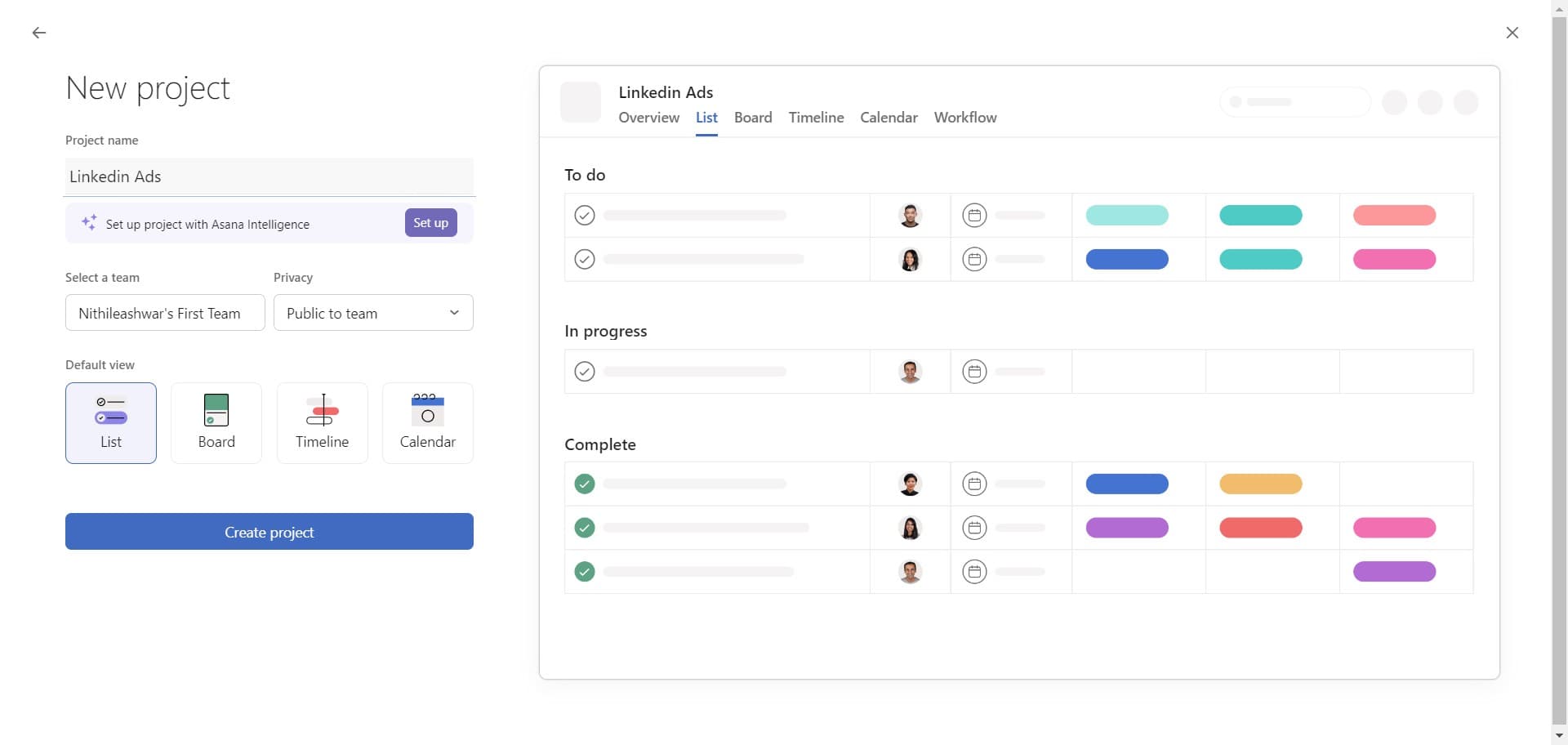 Finalize project creation