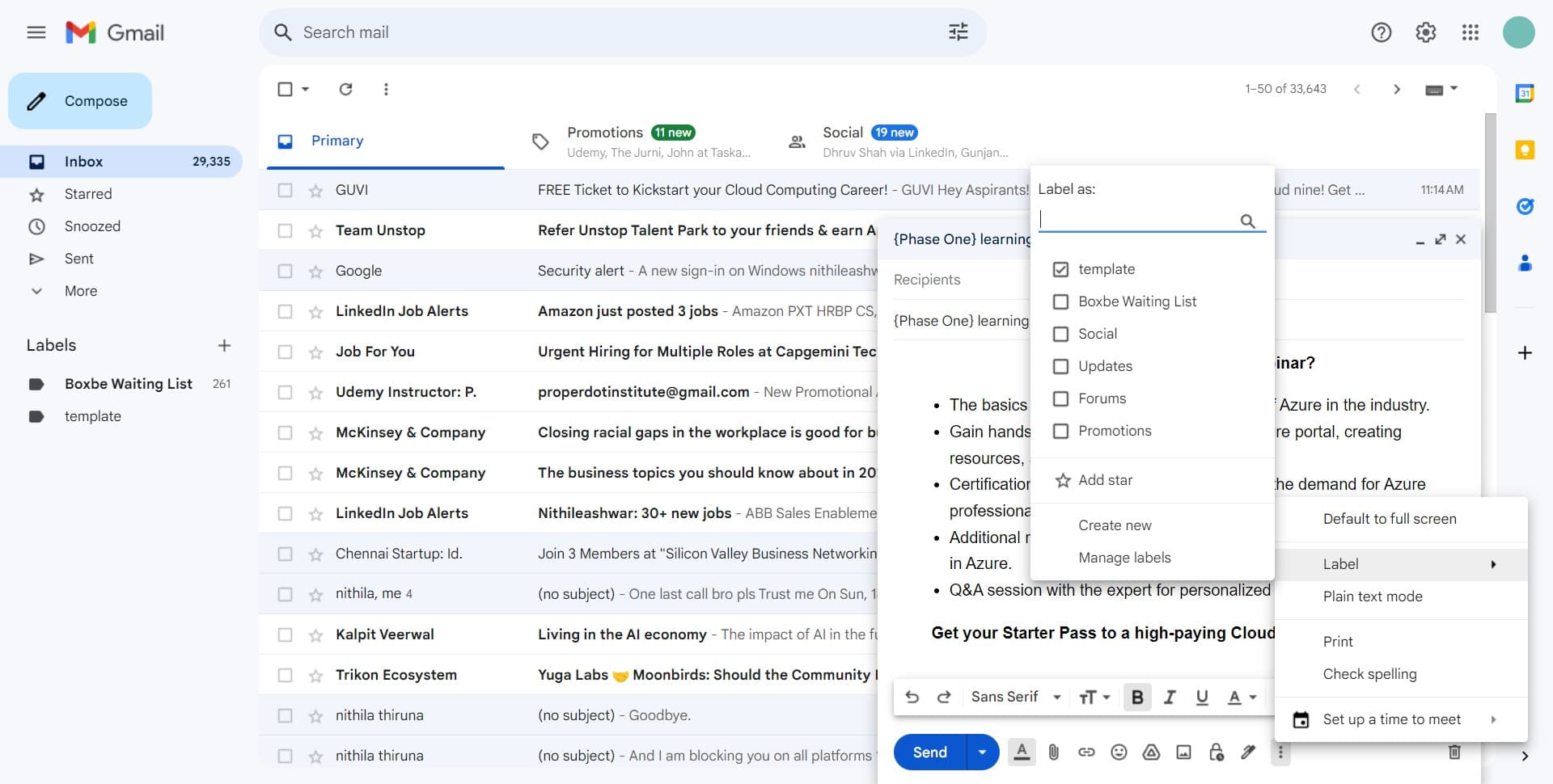 Select Label from the menu