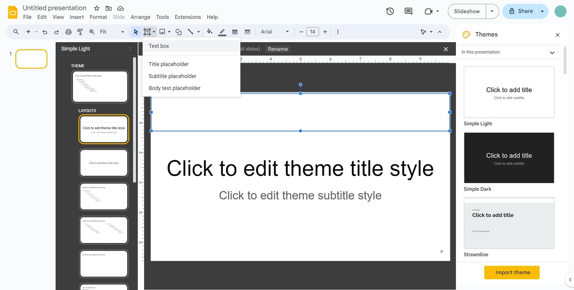Add Text box element