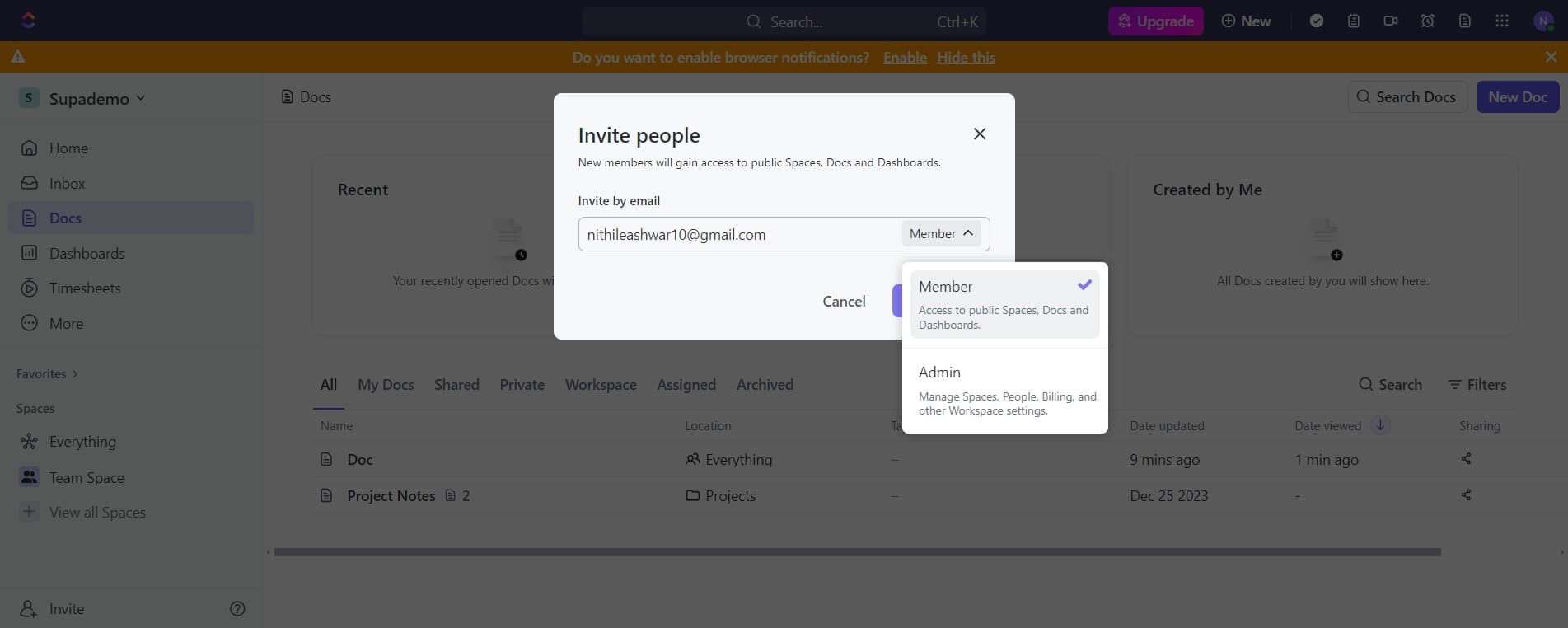 Confirm the Member role