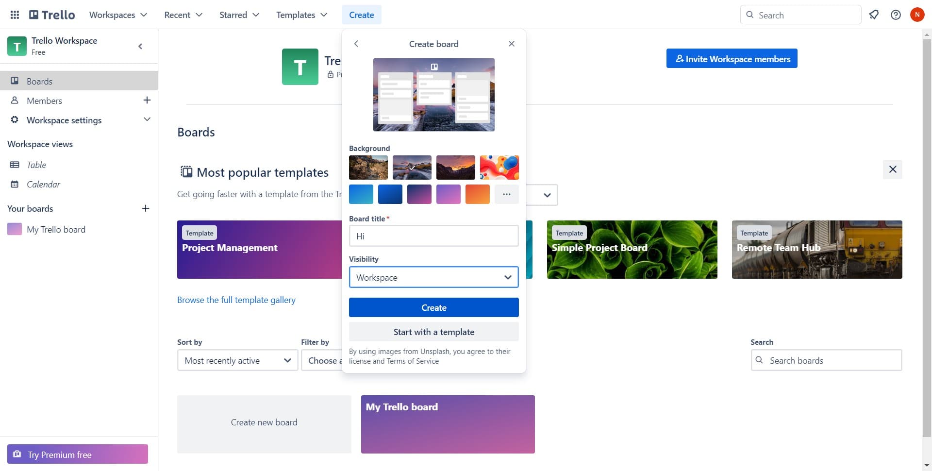Confirm and create board