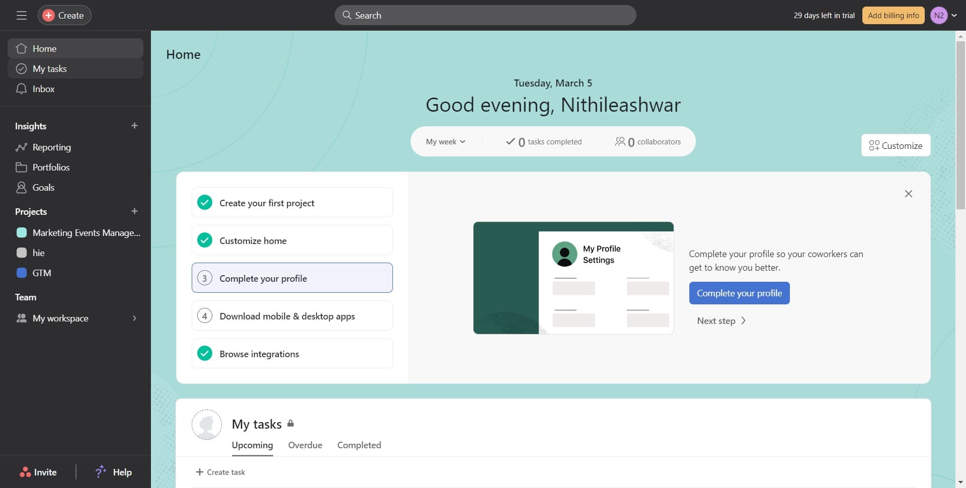 Access your task list