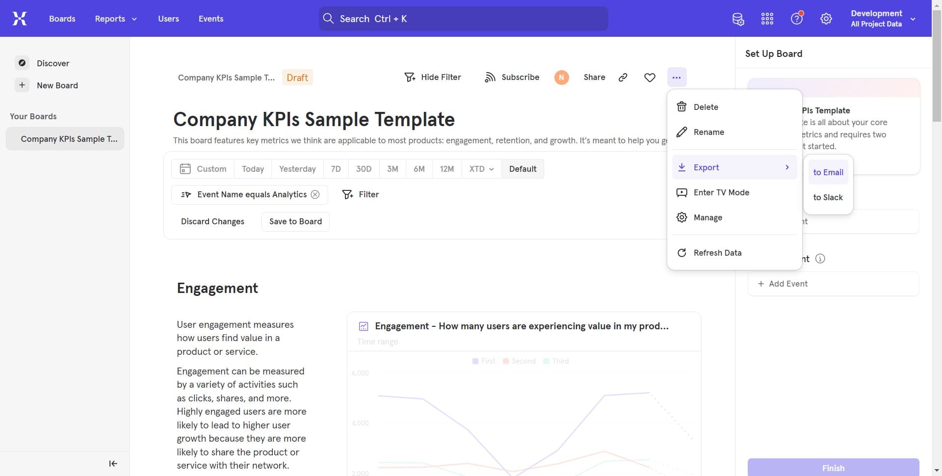 Review export parameters