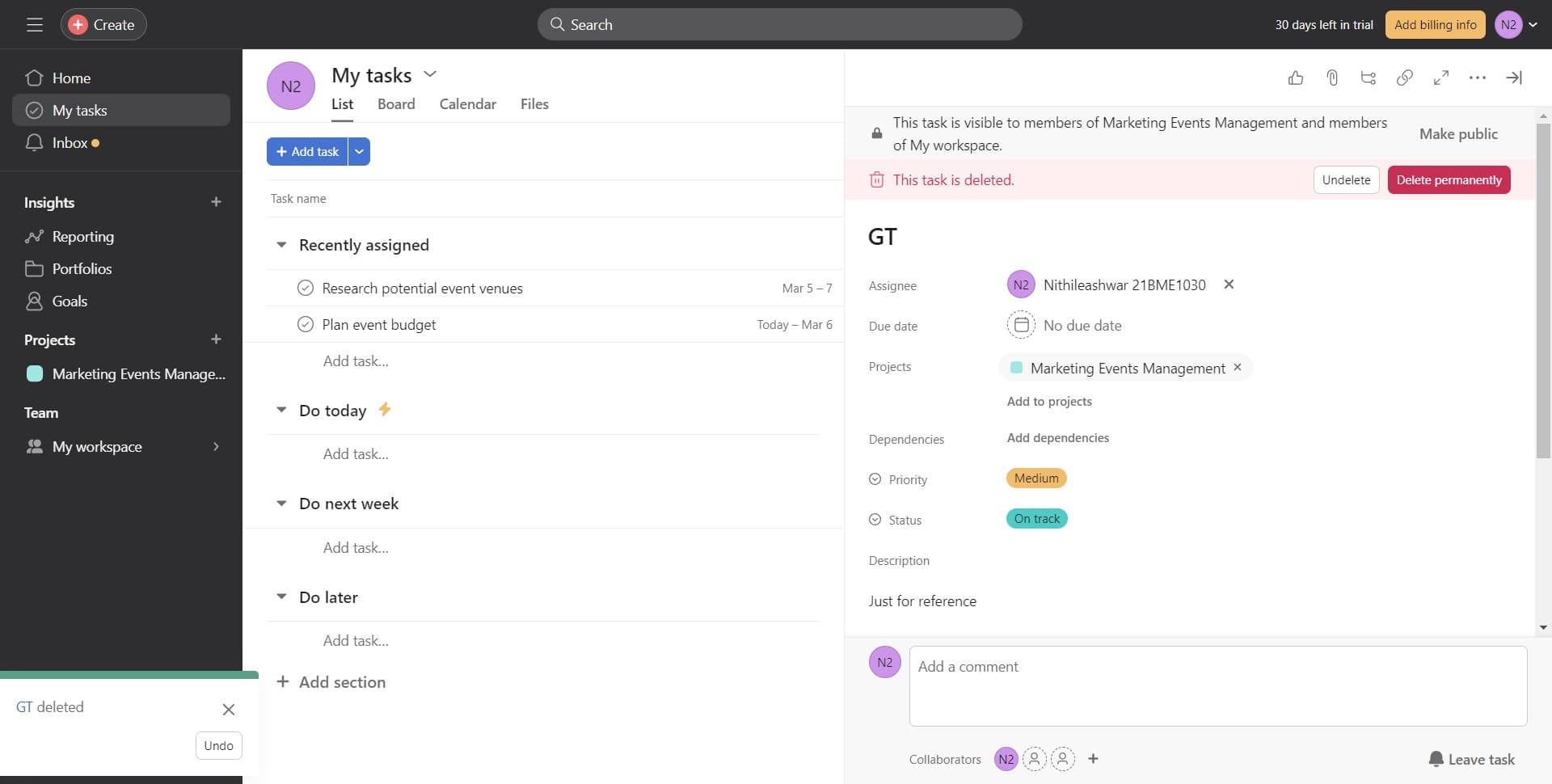 Choose permanent deletion