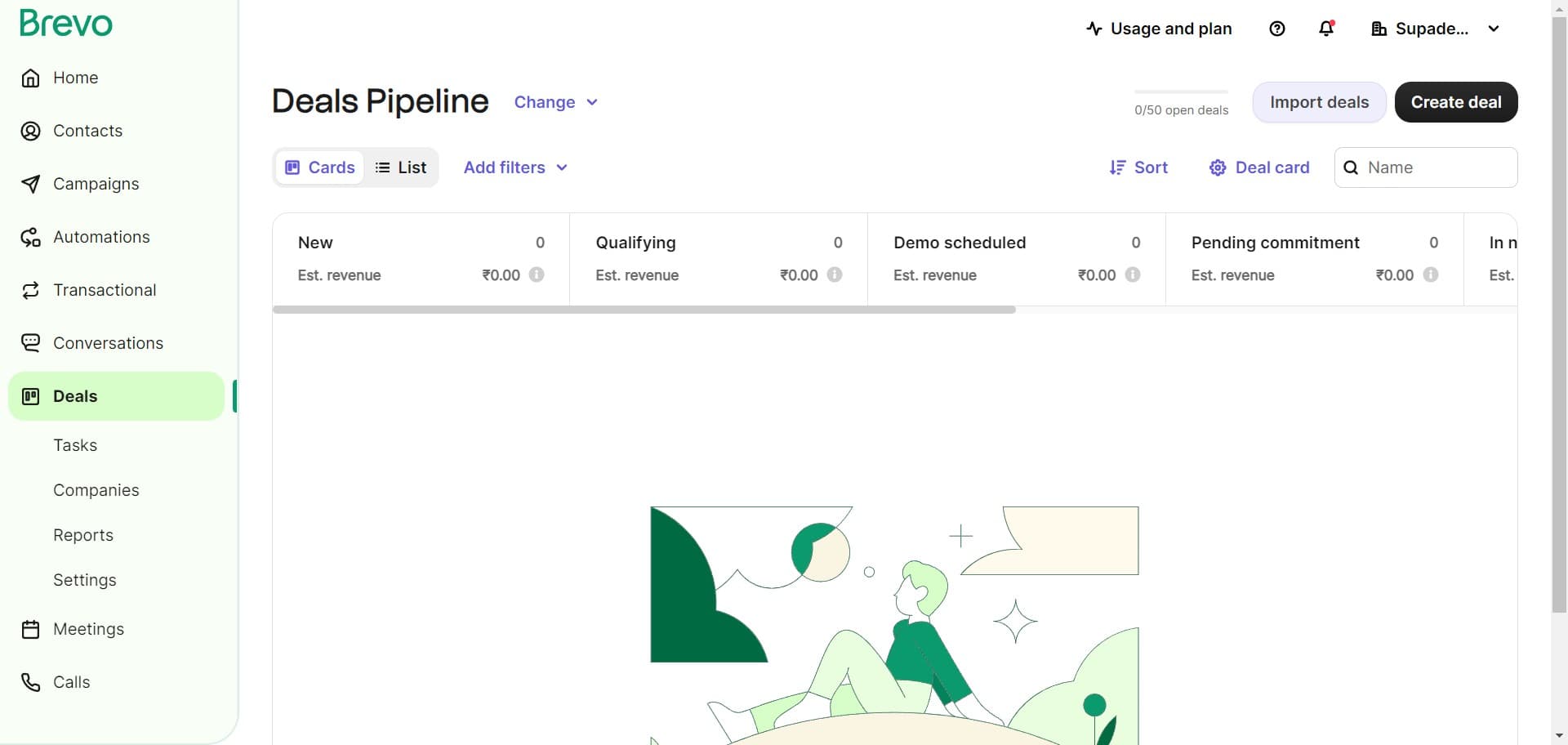 Select import deals option