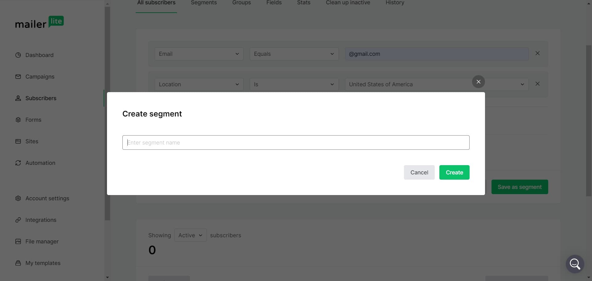 Enter segment details