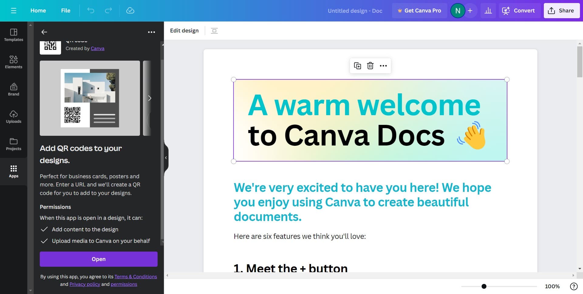 Open the QR code generator