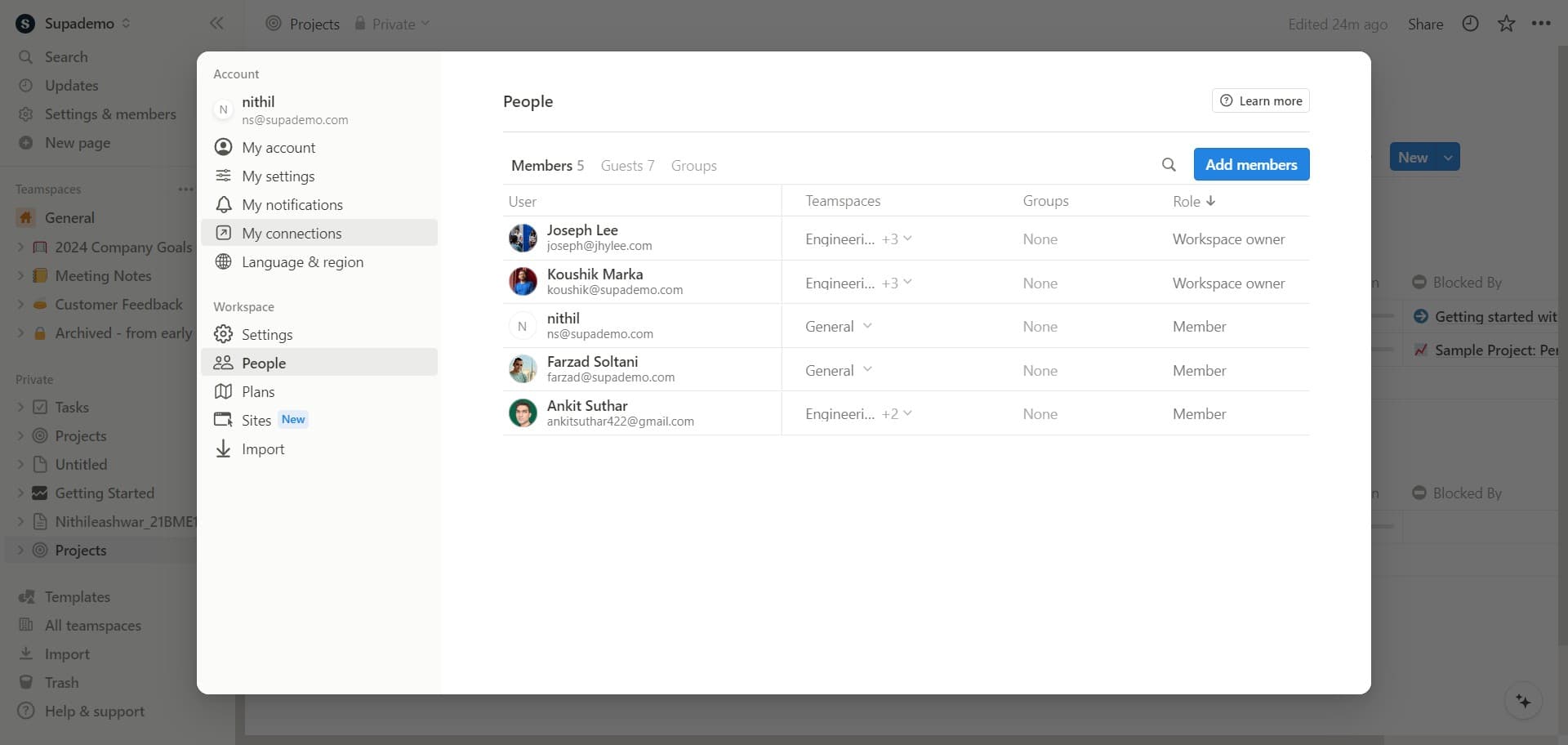 Navigate to My Connections