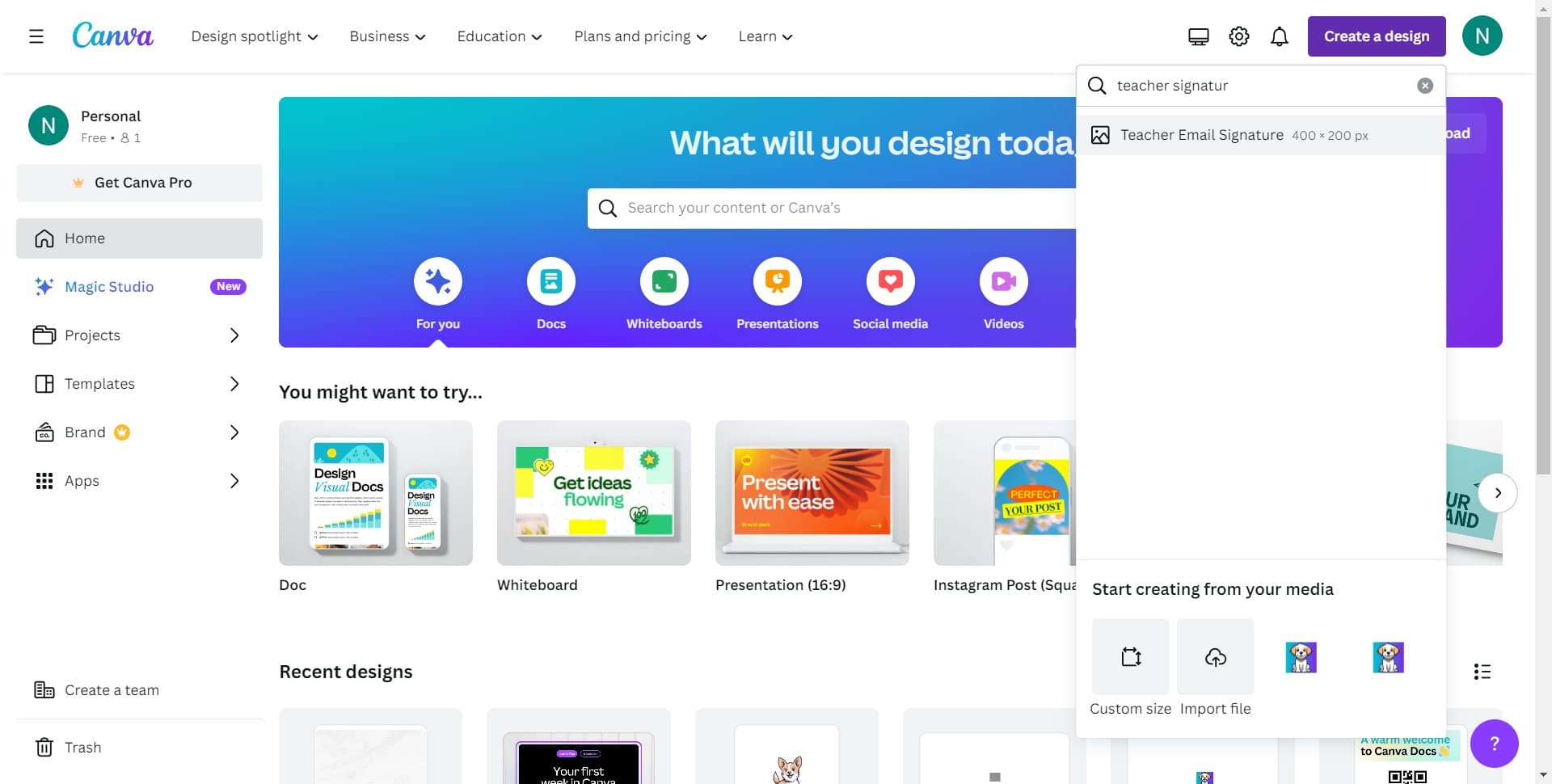 Click on Teacher Email Signature