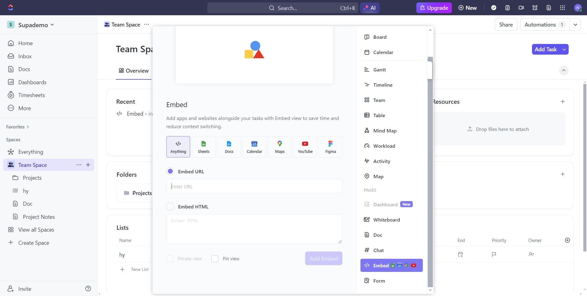 Navigate to ClickUp task