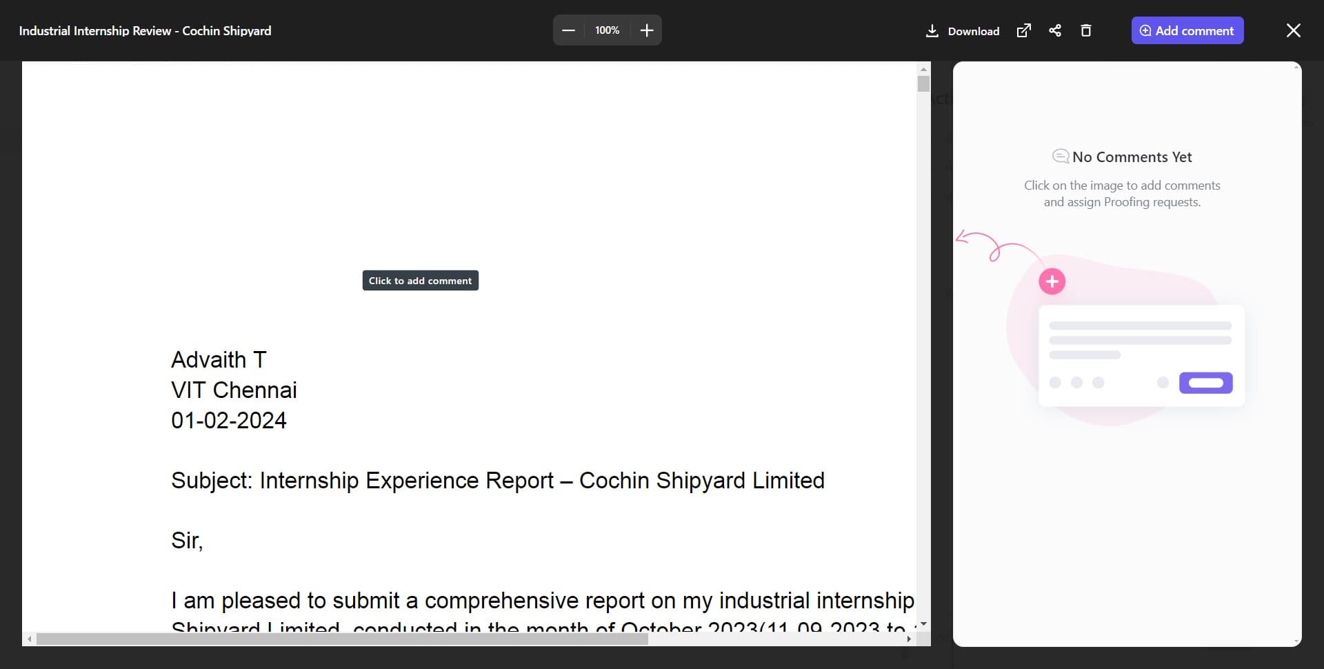 Click to add comment text