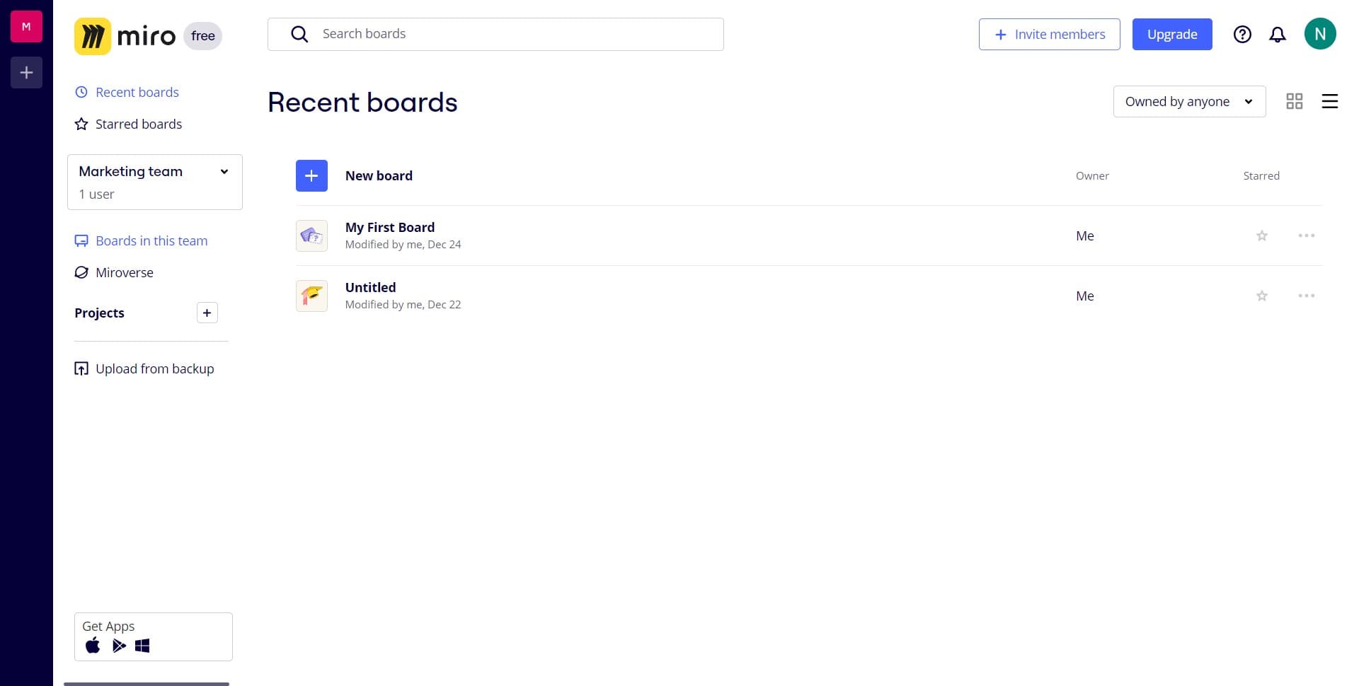 Click on Boards in this team