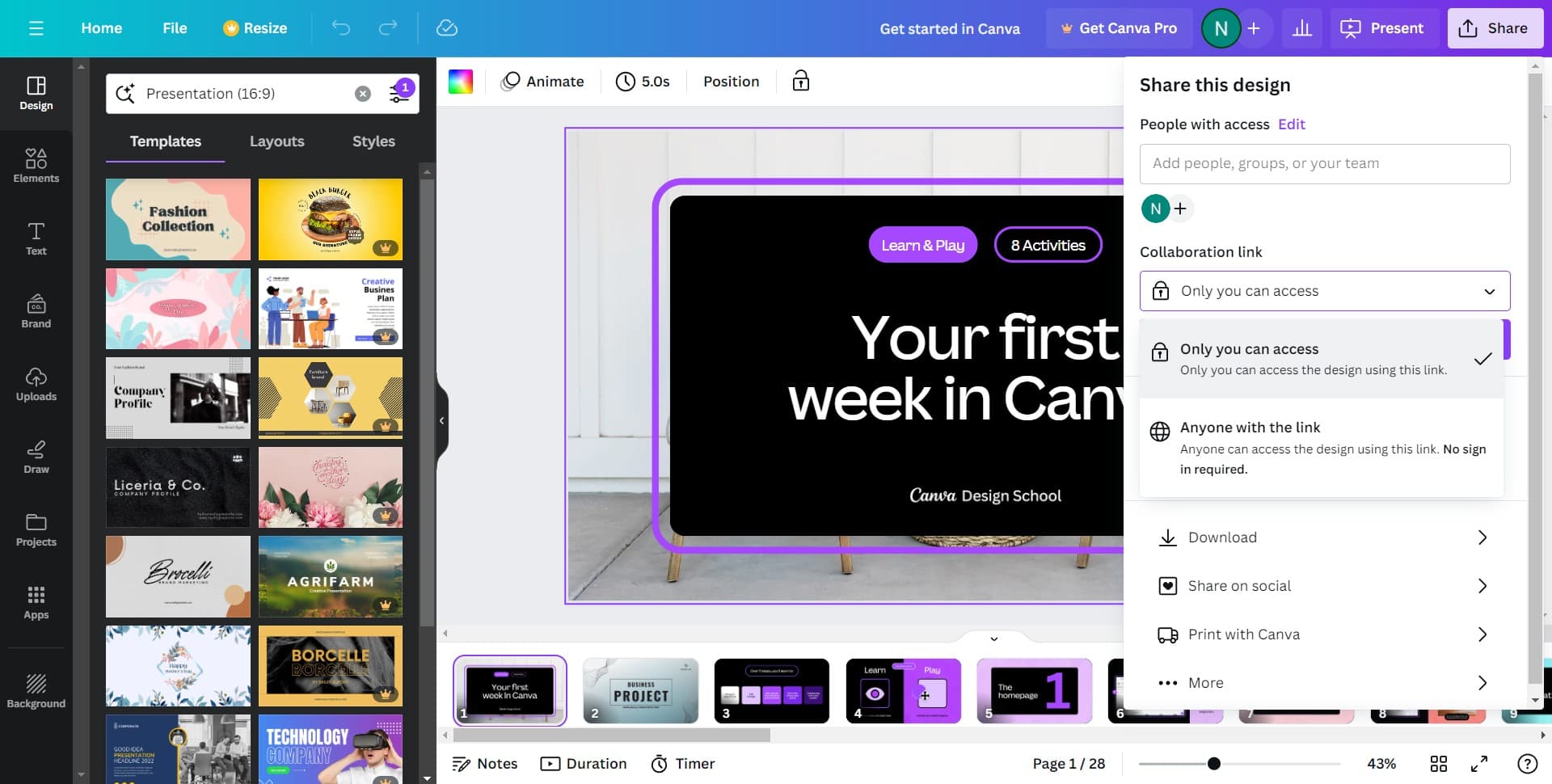 Modify access permissions