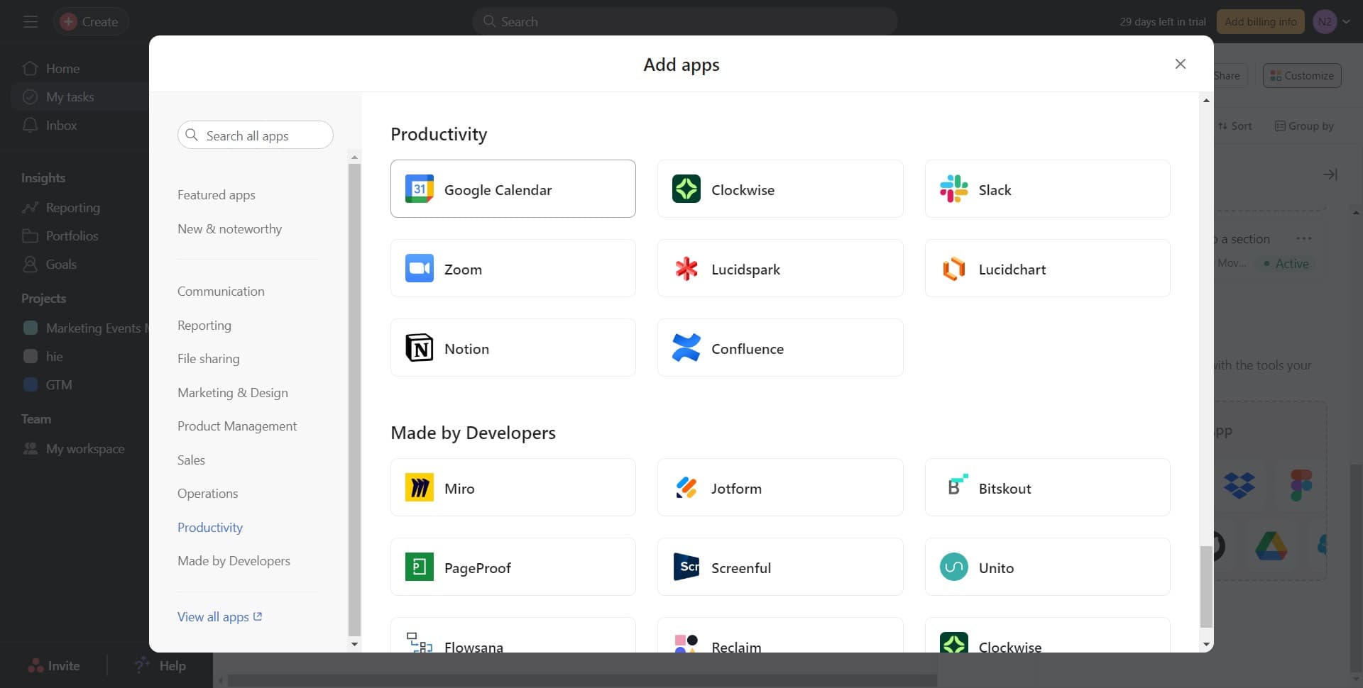 Select Google Calendar