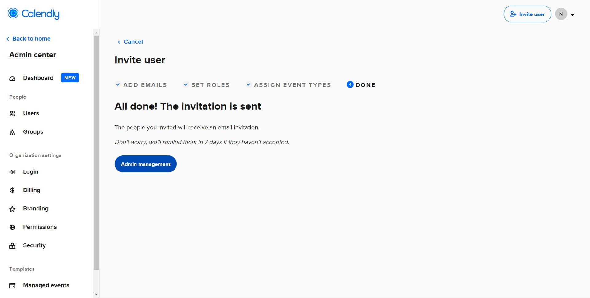 Click on Admin management