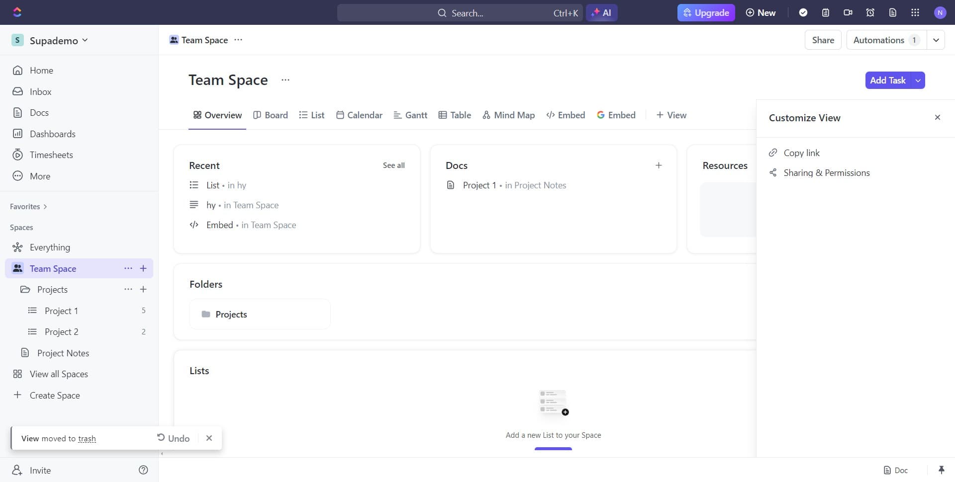 Return to Lists view