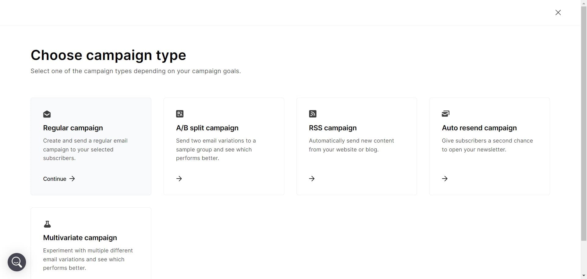 Select regular campaign type