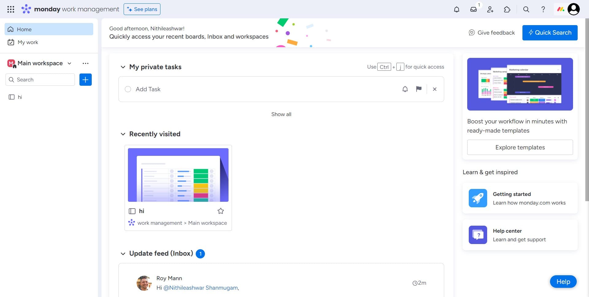 Navigate to task options