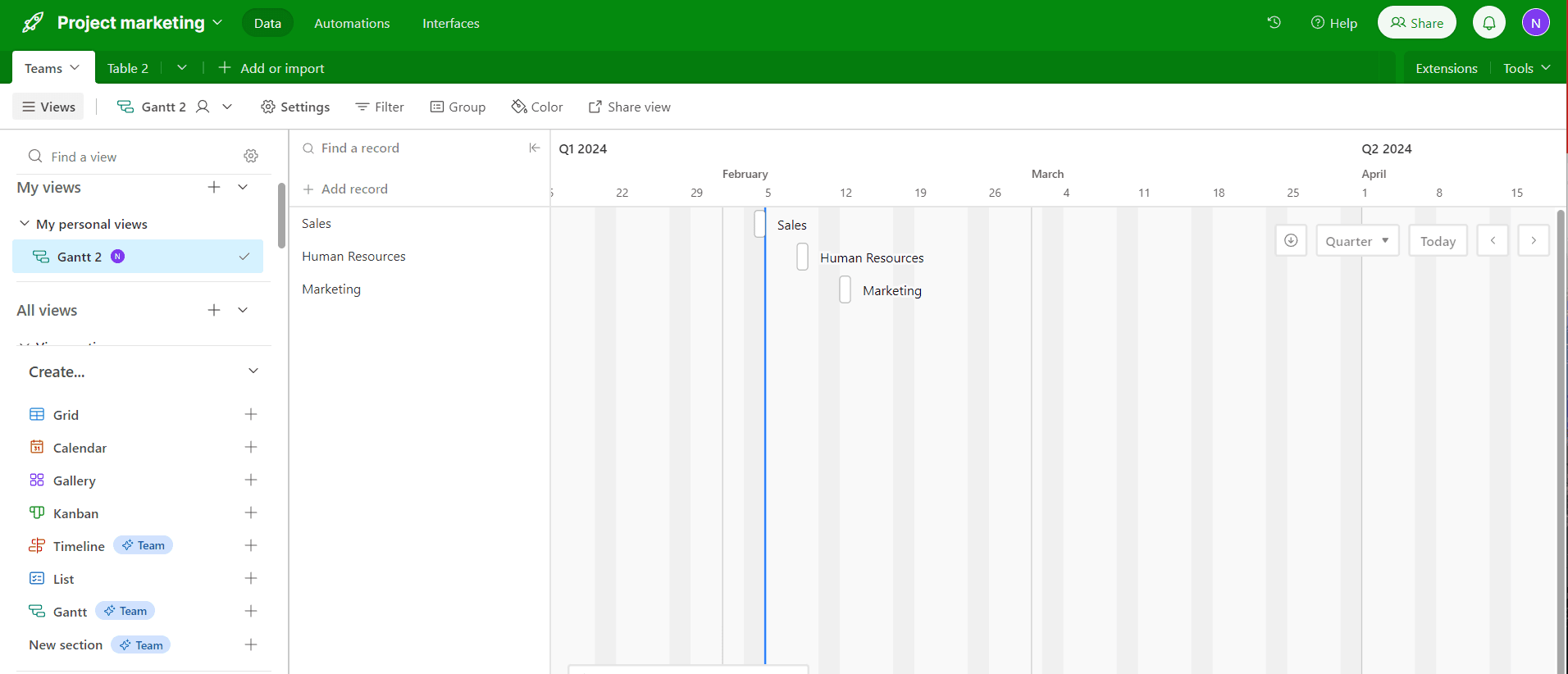 Save and view your Gantt chart