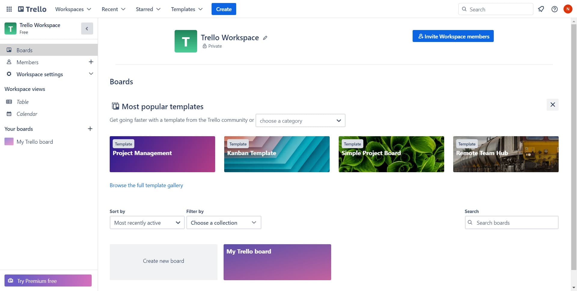 Access the workspace menu