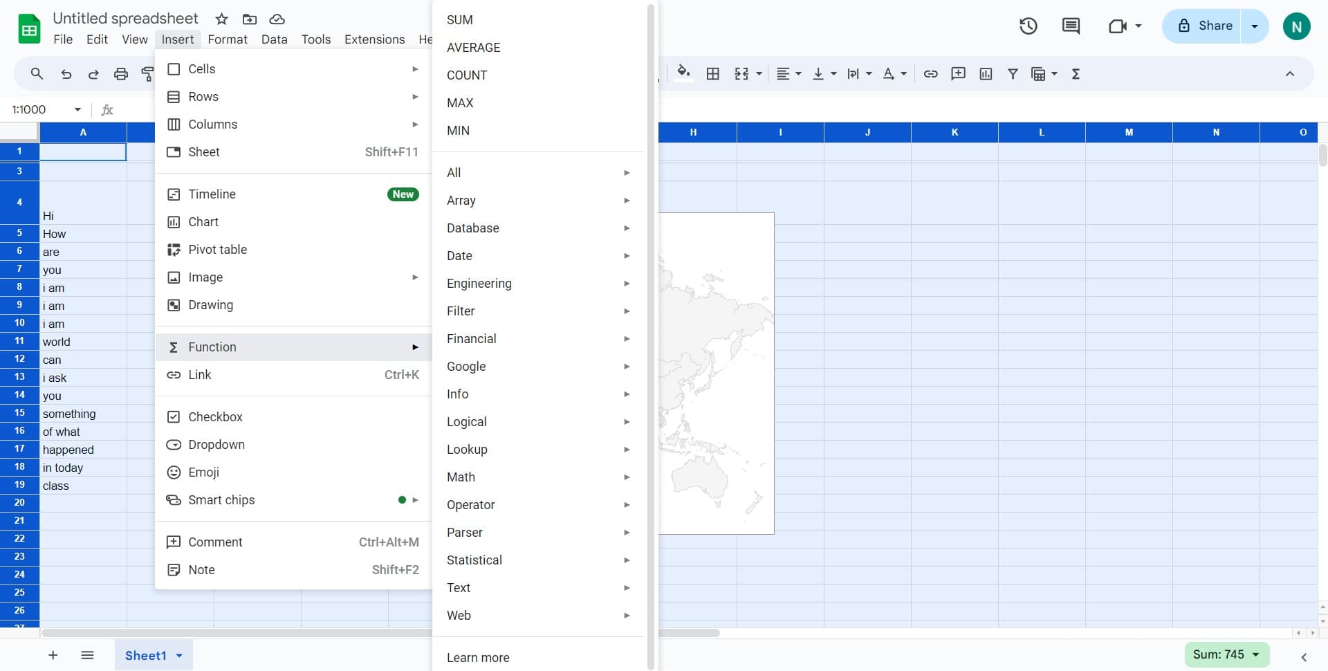 Navigate to the Function submenu