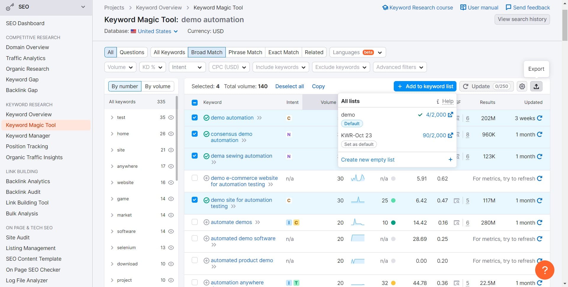 Confirm your list creation