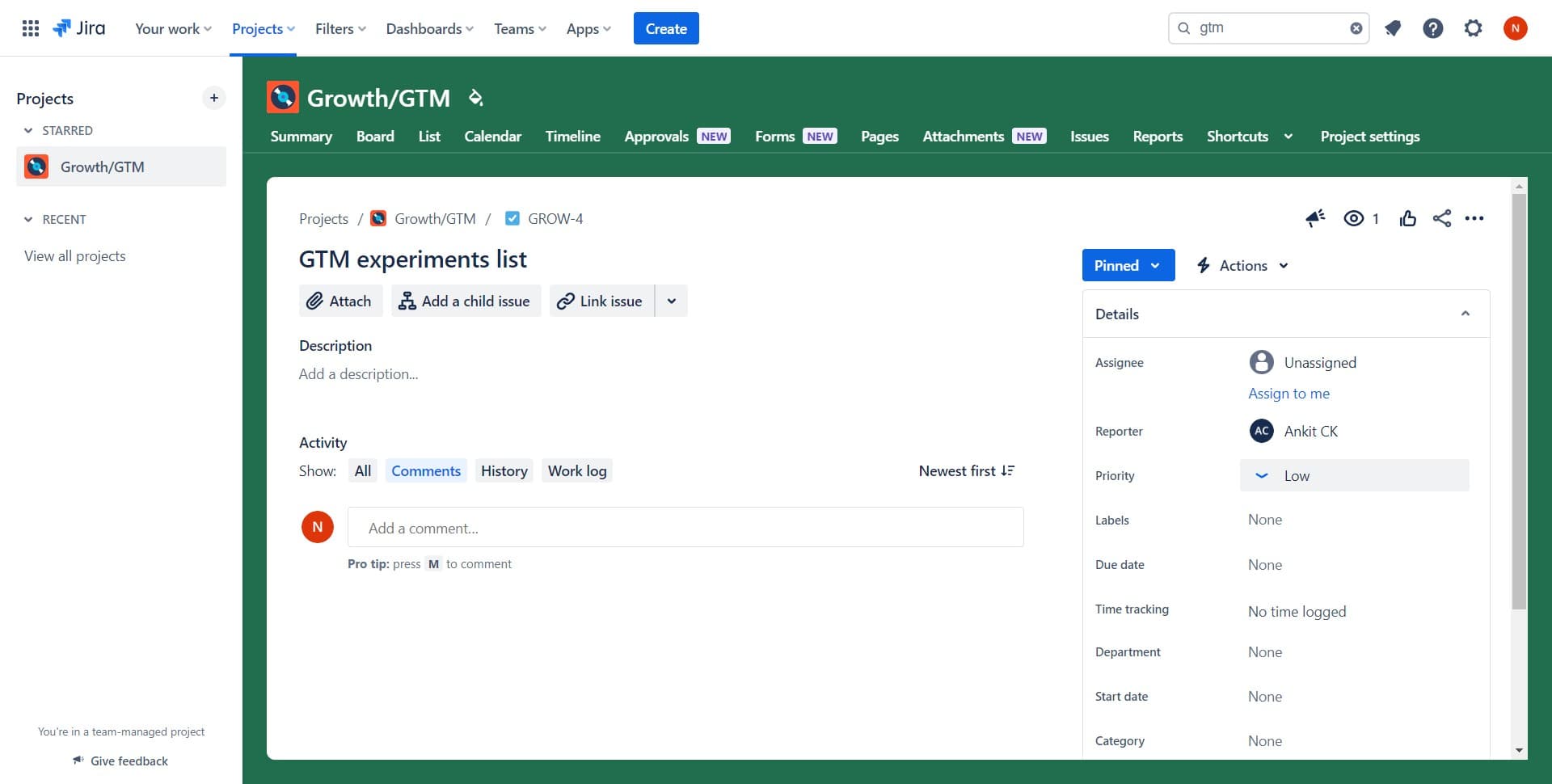 Click on the current priority level