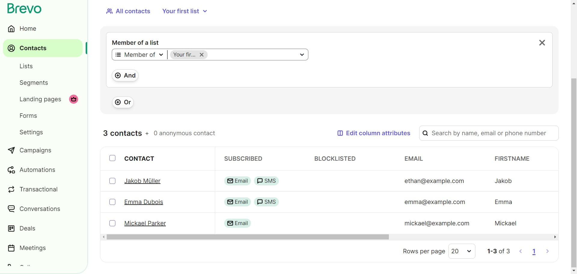 Set list membership status