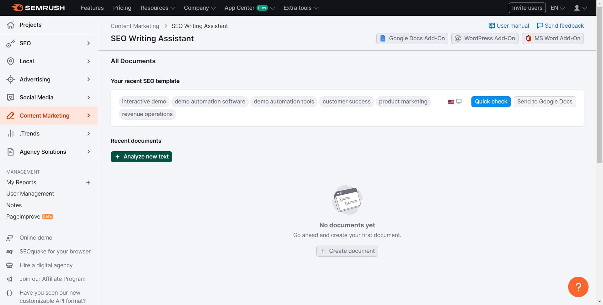 Start analyzing new text