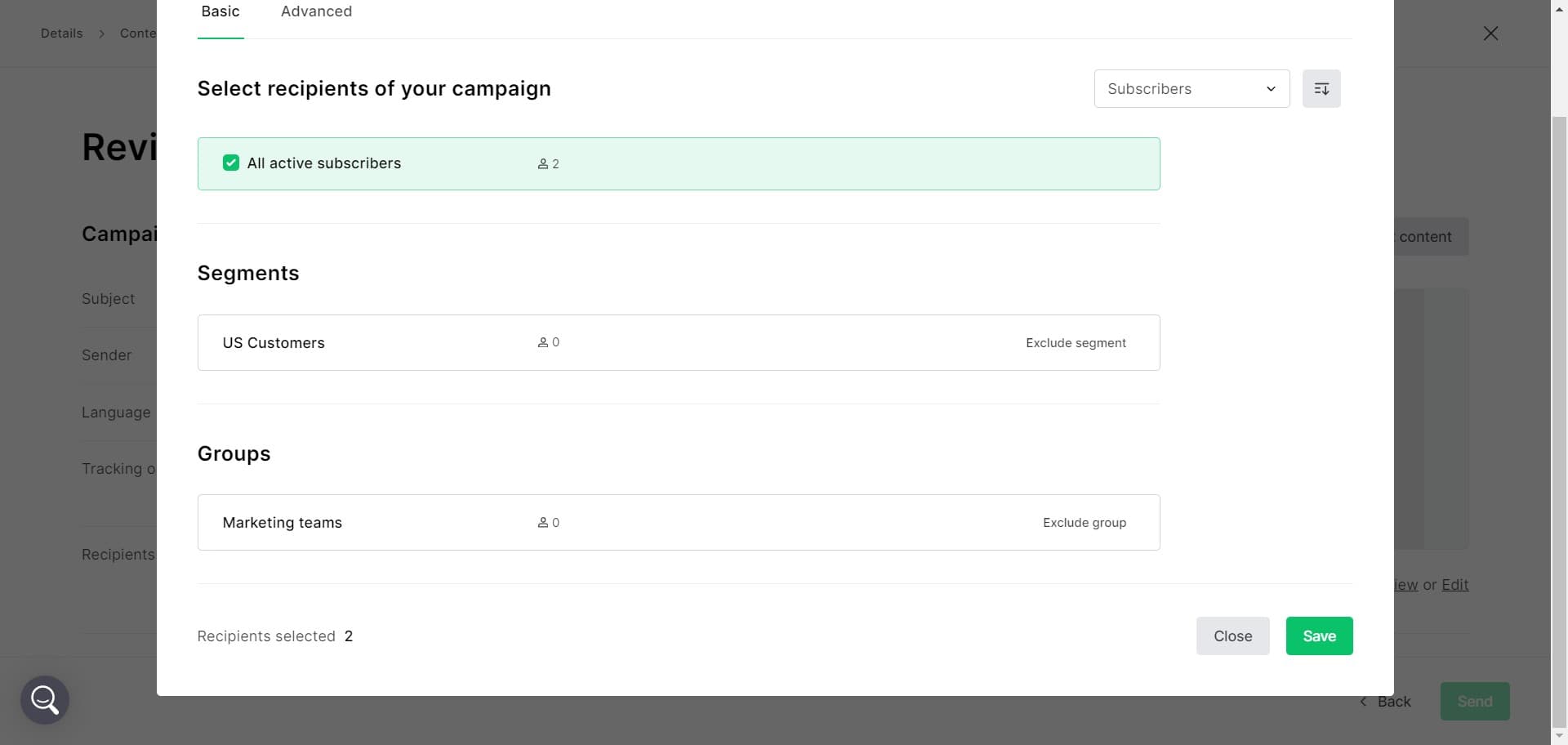 Configure first setting