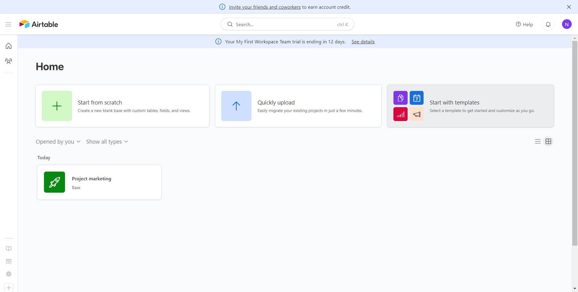Click on Start with templates
