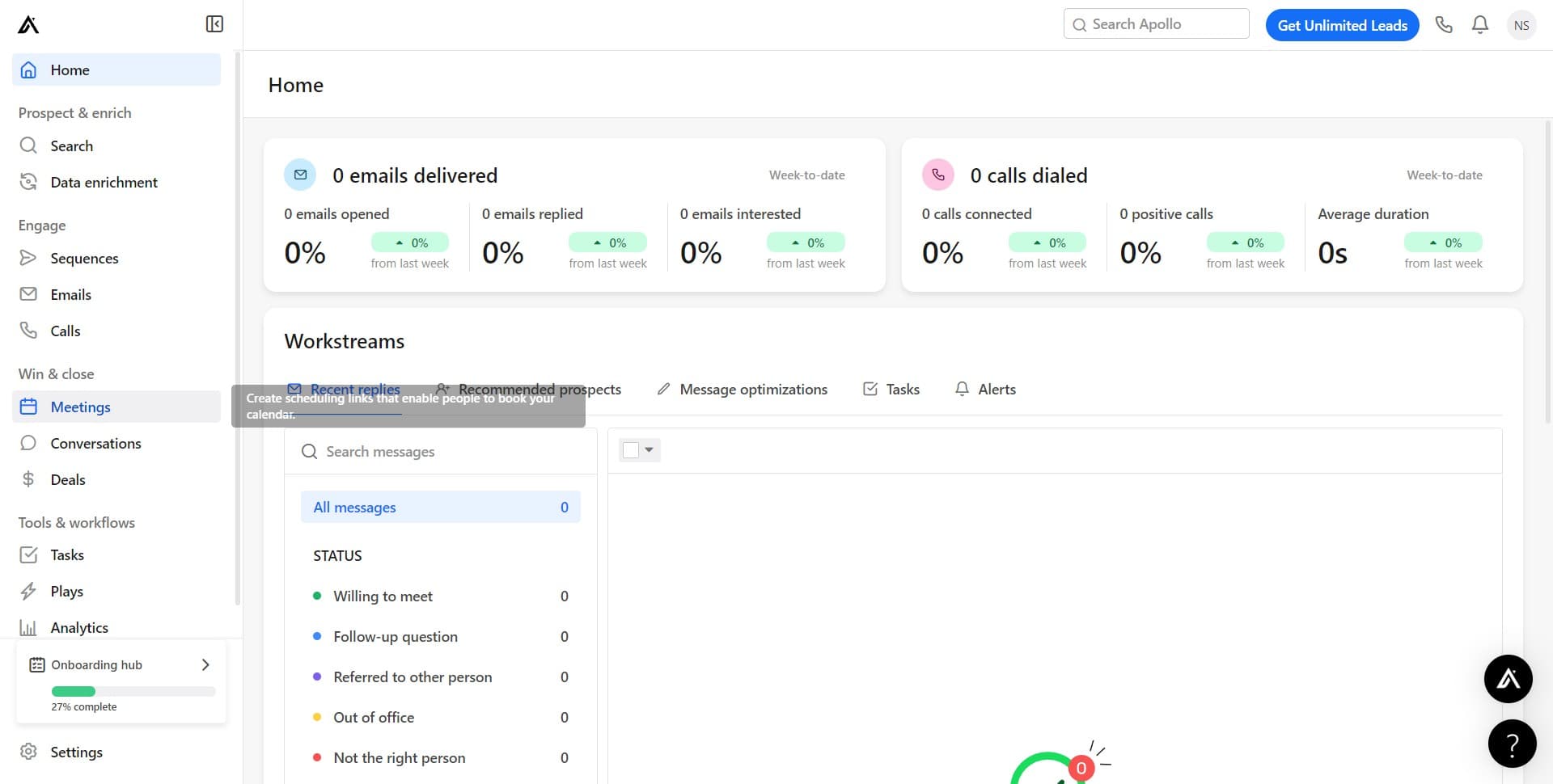 Navigate to the Meetings section