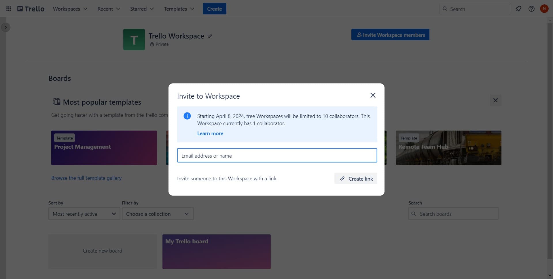 Open the invitation input field