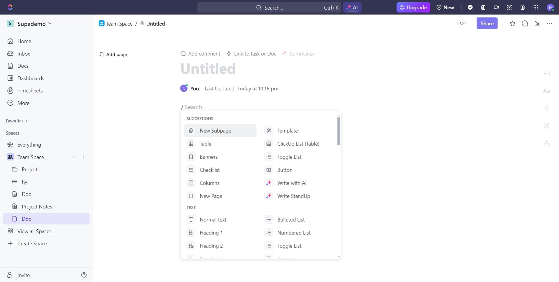 Access the suggestions feature