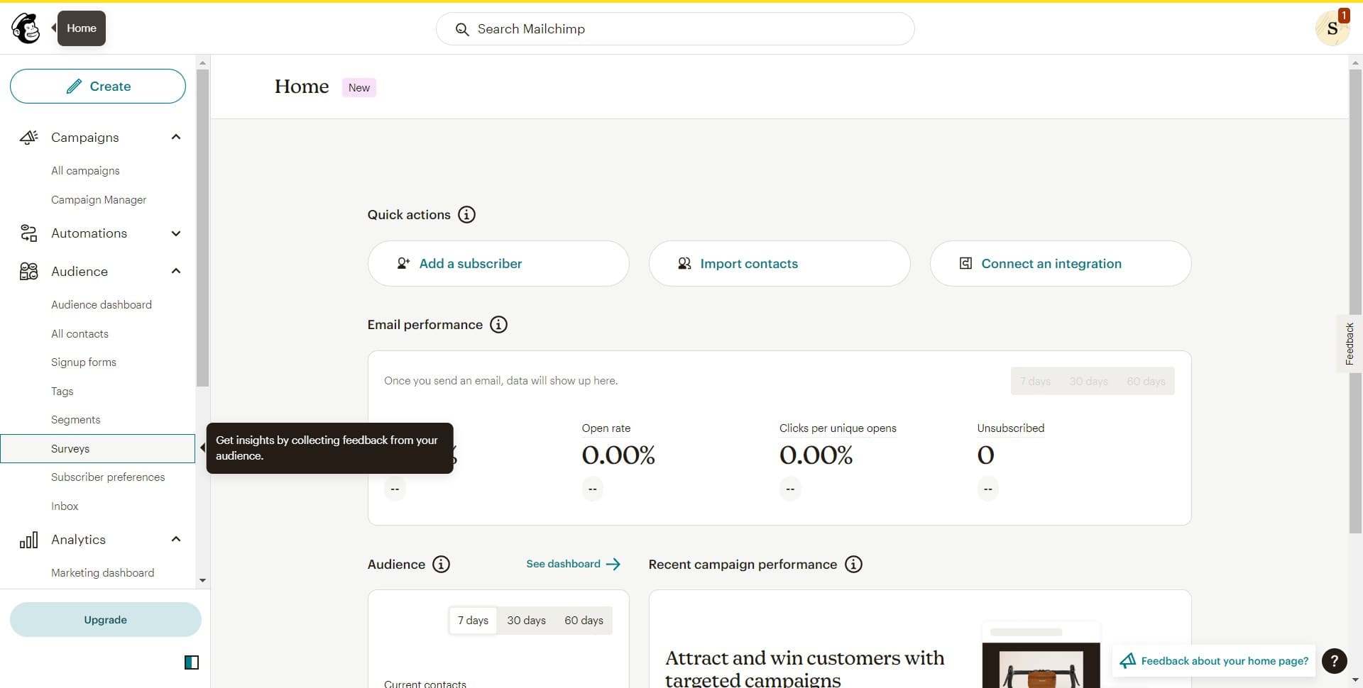 Access the Surveys section
