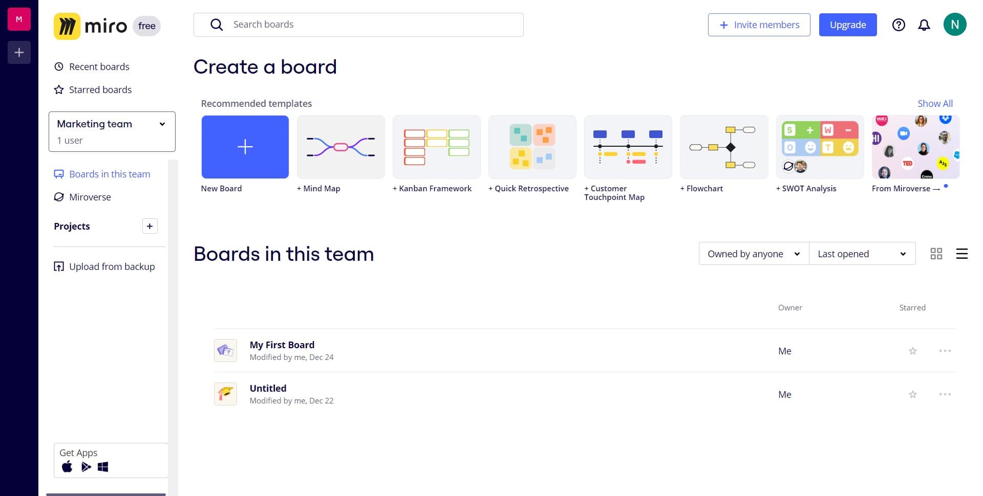 Click on Marketing team