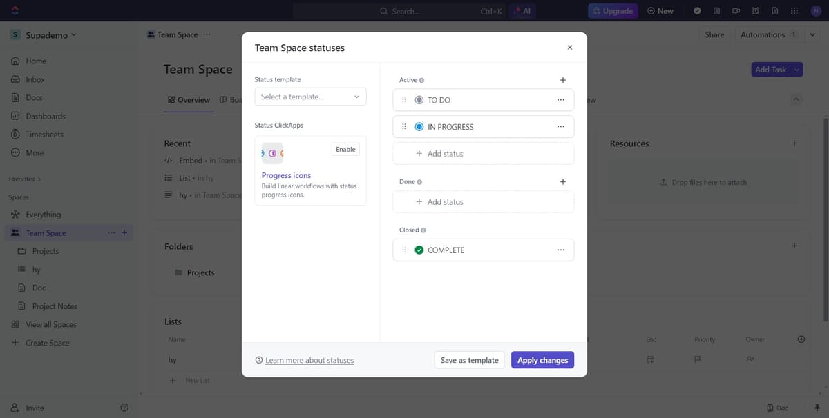How to Set Task Status in ClickUp | Step-by-Step