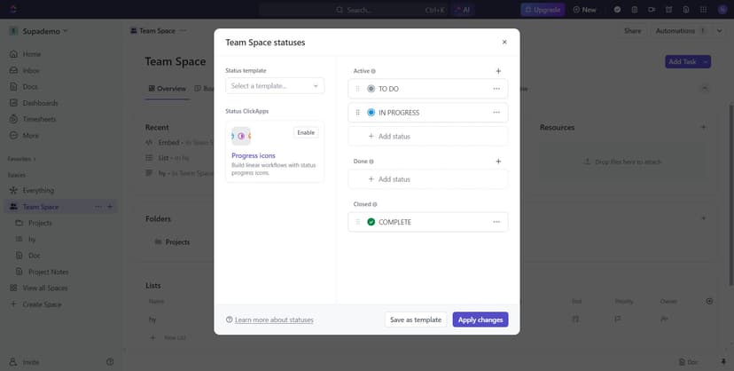 How to Set Task Status in ClickUp | Step-by-Step