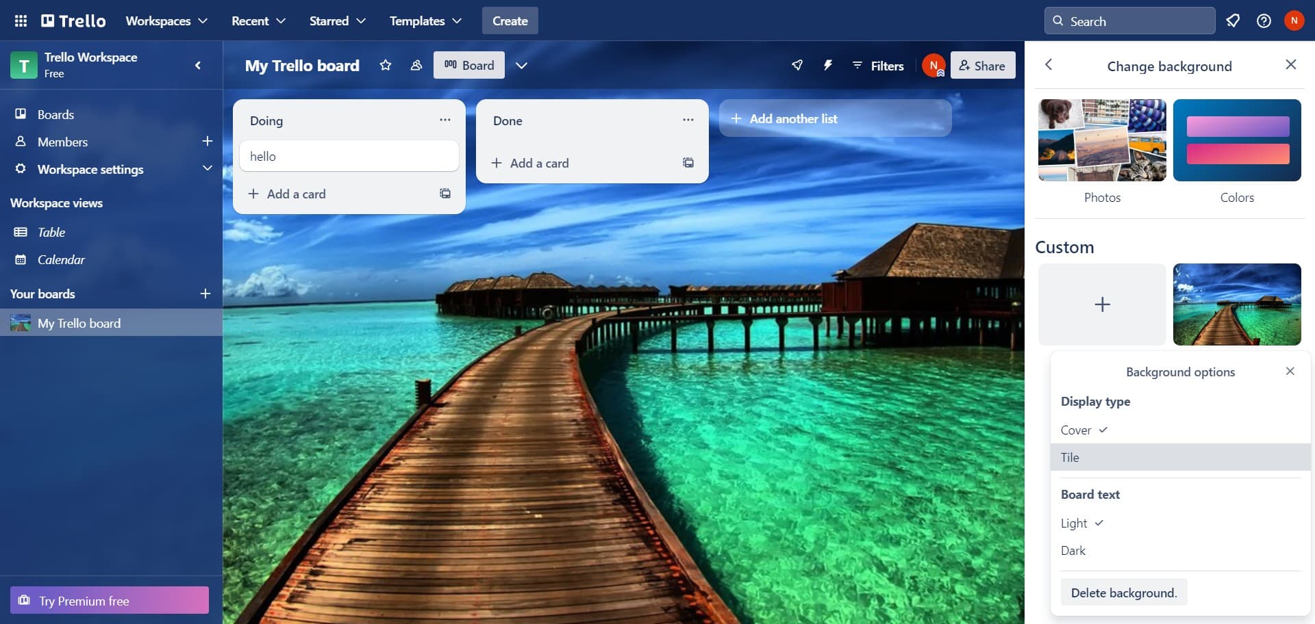 Choose Tile display style