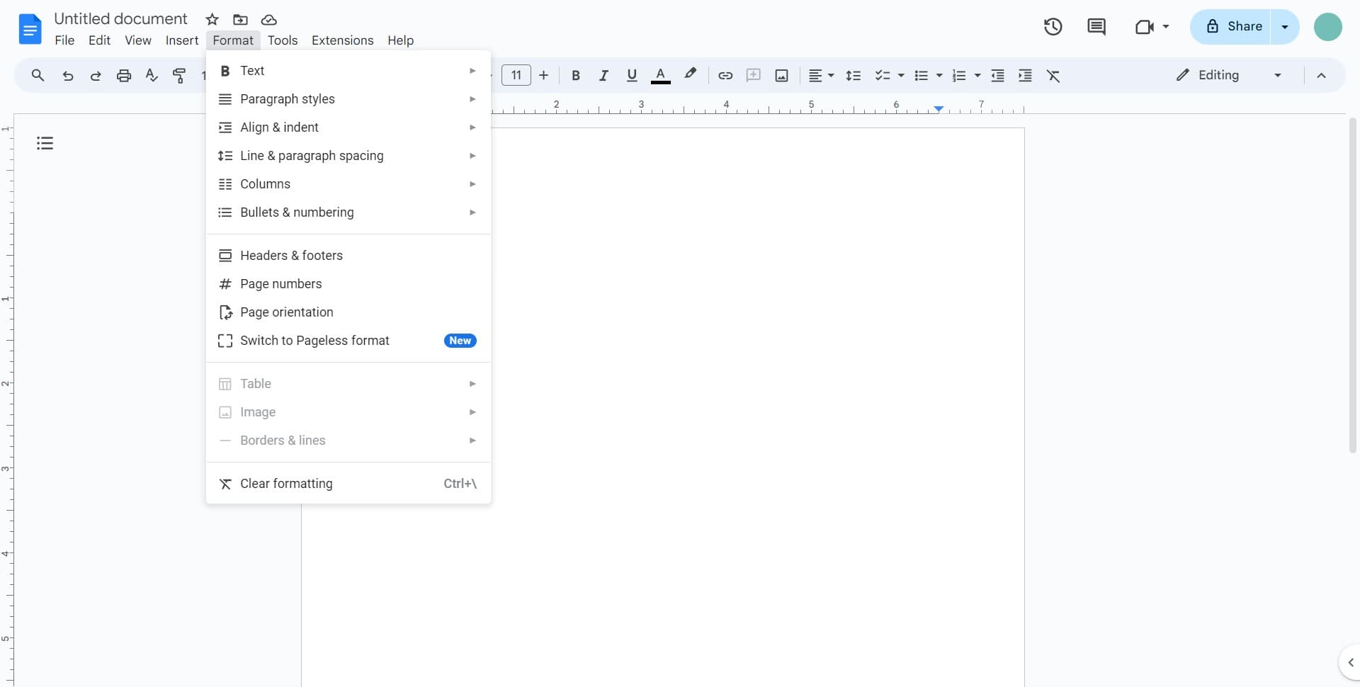 Select Format from the menu