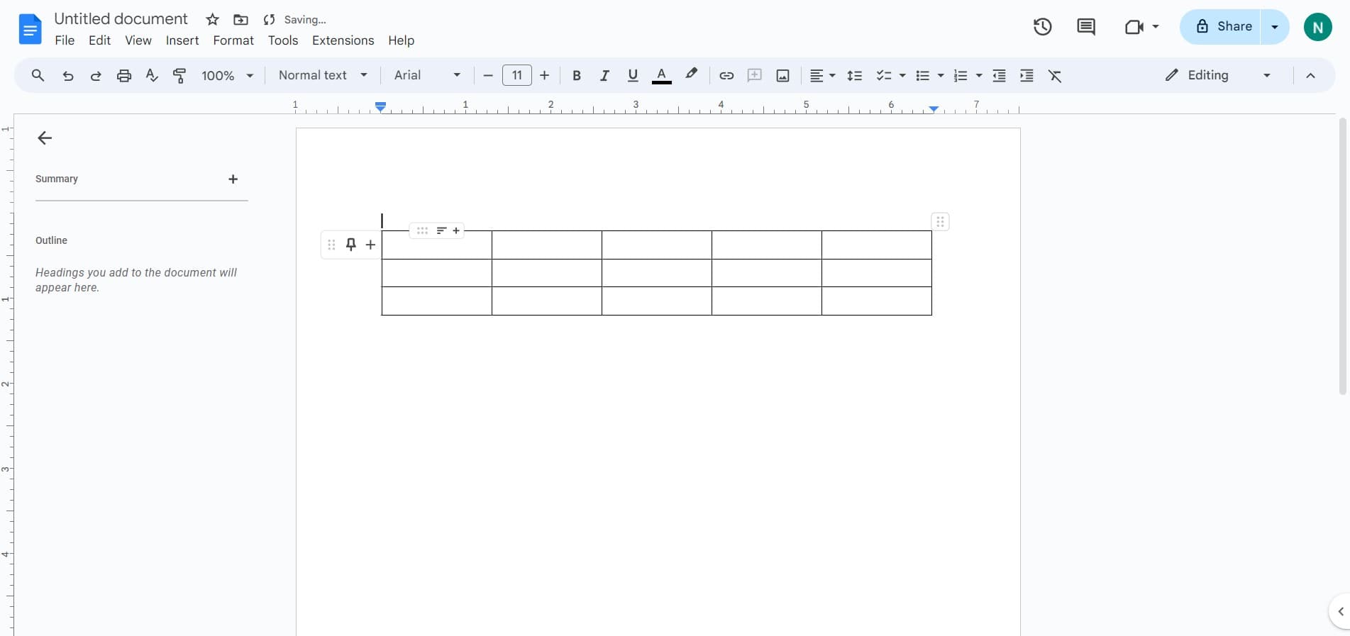 Locate the column deletion option