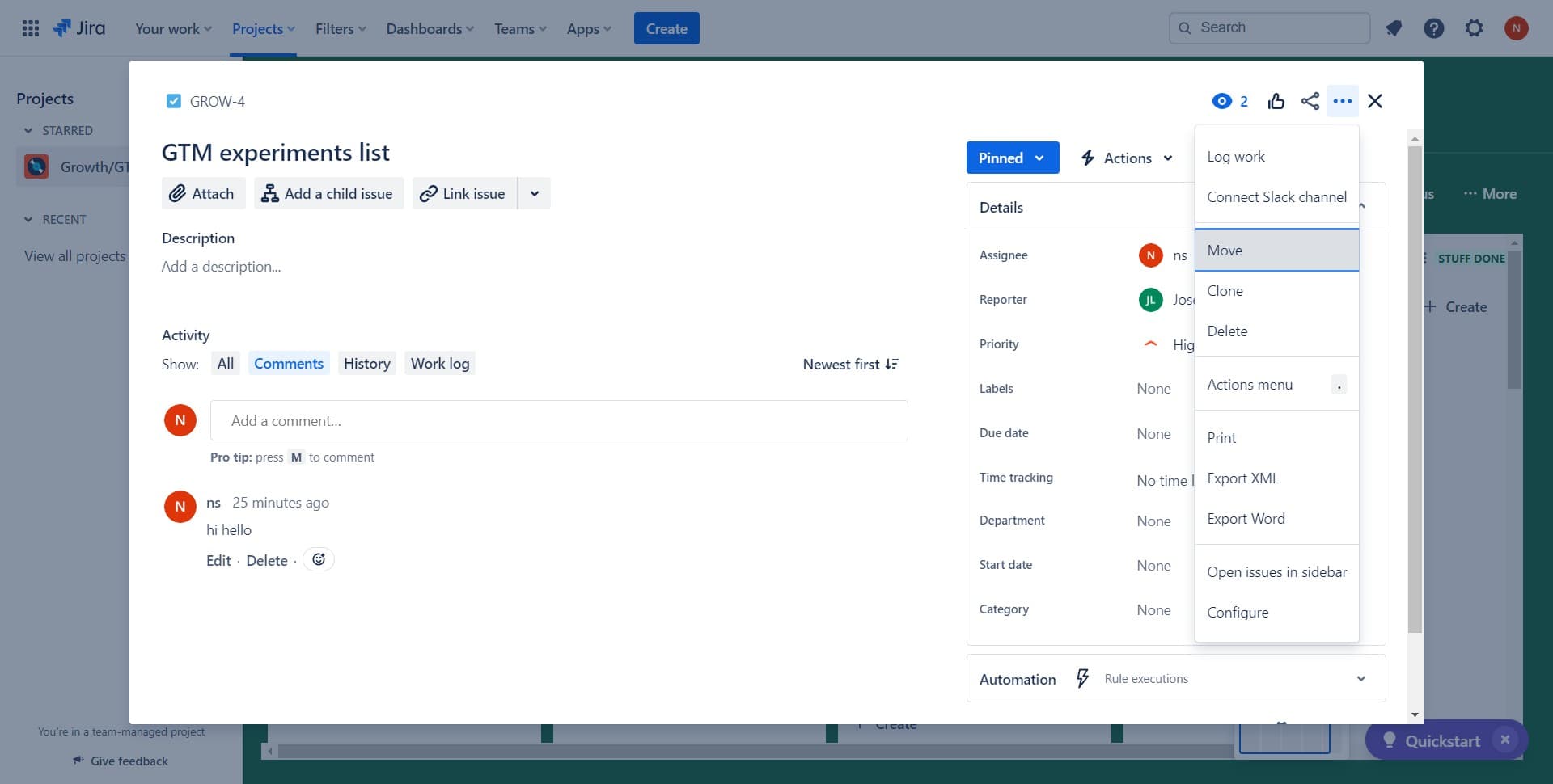 Click the Move option