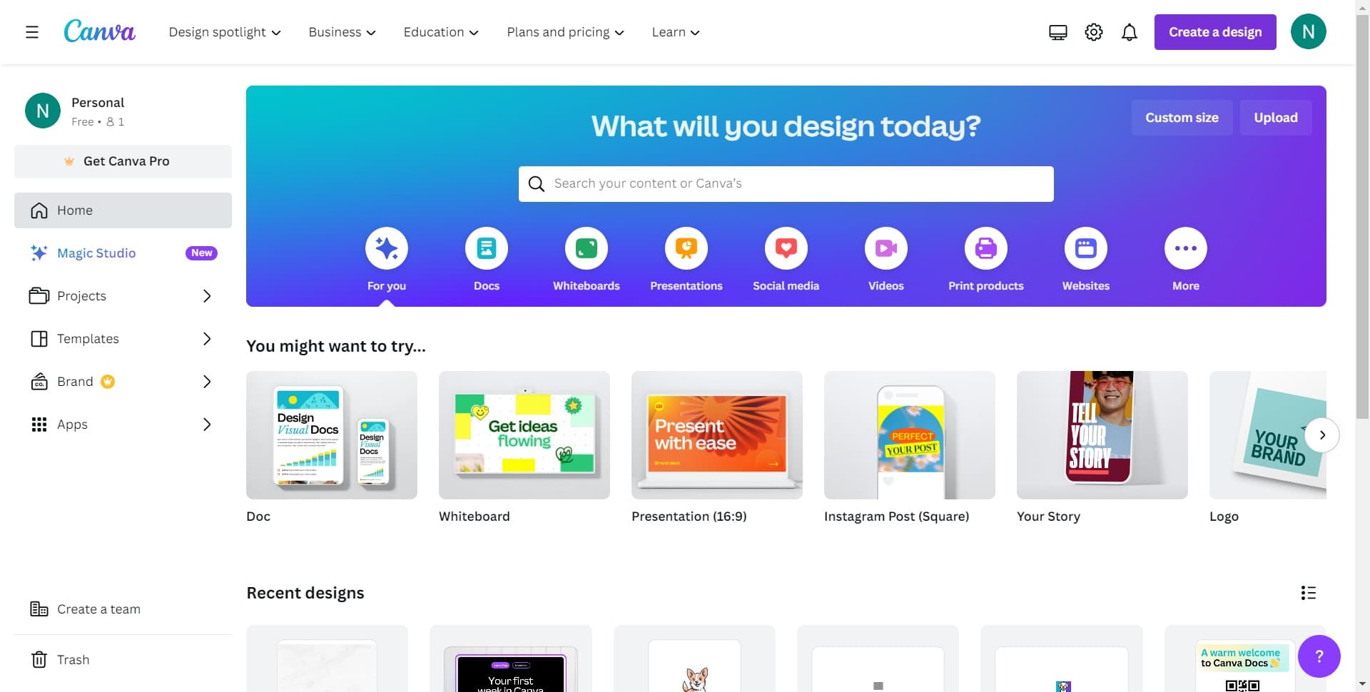 Click on Create a Design