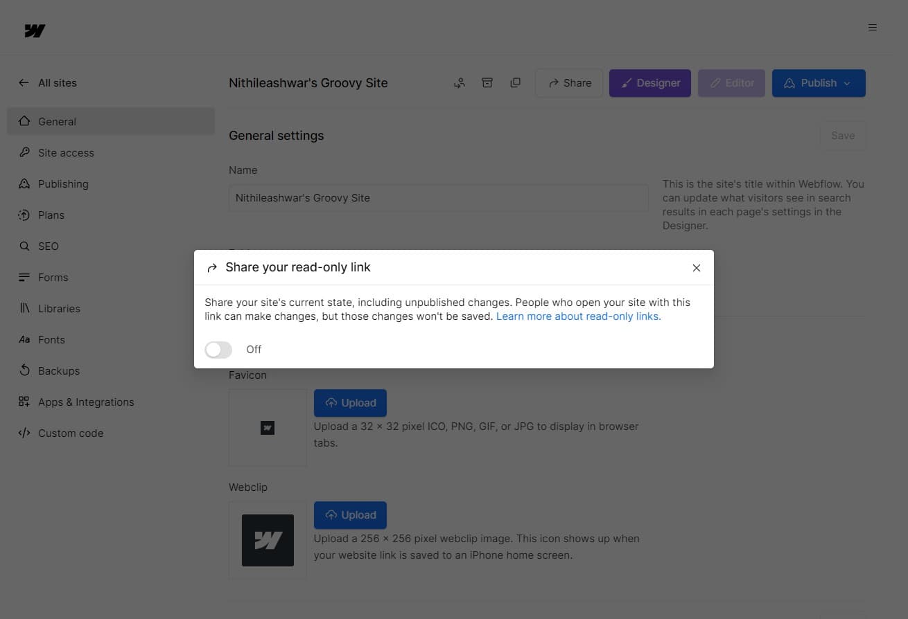 Enable the share link